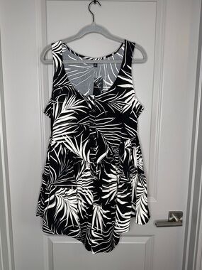 torrid Black and White Tropical Print Tank Romper
